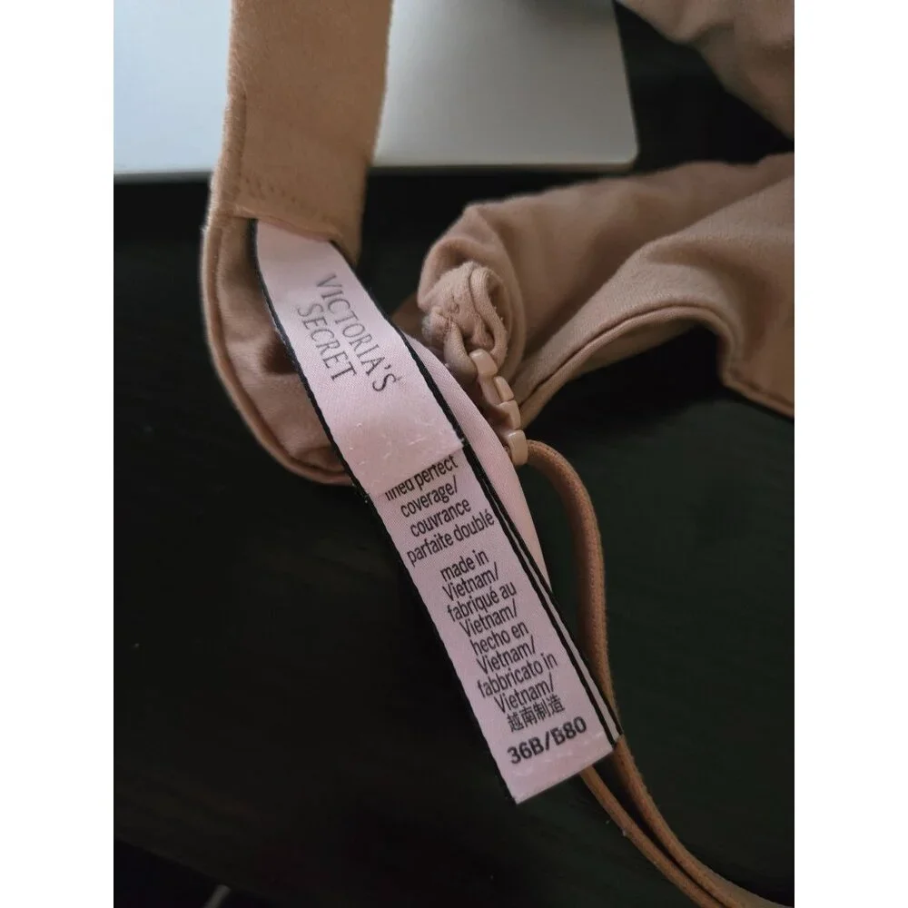 Victorias Secret Body Lined Perfect Coverage Bra‎ Size 36B Nude Tan #2
